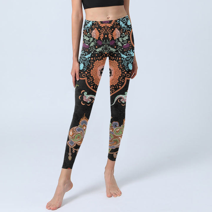 Leggings de sport imprimés Buddha Stones Mandala Nuages ​​de bon augure Pantalons de yoga pour femmes - image 5