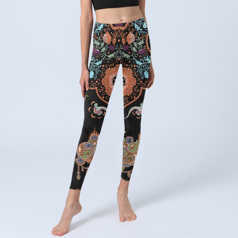 Leggings de sport imprimés Buddha Stones Mandala Nuages ​​de bon augure Pantalons de yoga pour femmes - image 6