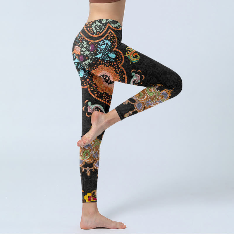 Leggings de sport imprimés Buddha Stones Mandala Nuages ​​de bon augure Pantalons de yoga pour femmes - image 3