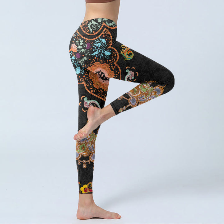 Leggings de sport imprimés Buddha Stones Mandala Nuages ​​de bon augure Pantalons de yoga pour femmes - image 3