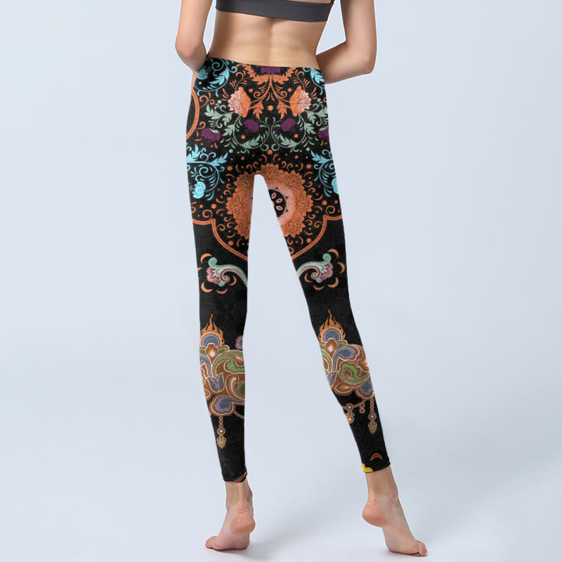 Leggings de sport imprimés Buddha Stones Mandala Nuages ​​de bon augure Pantalons de yoga pour femmes - image 6