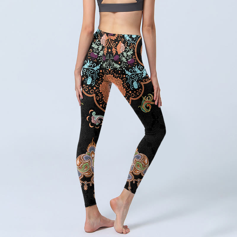 Leggings de sport imprimés Buddha Stones Mandala Nuages ​​de bon augure Pantalons de yoga pour femmes - image 5