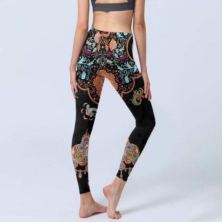Leggings de sport imprimés Buddha Stones Mandala Nuages ​​de bon augure Pantalons de yoga pour femmes - image 5