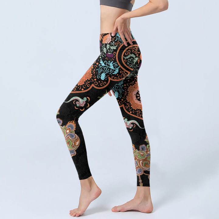 Leggings de sport imprimés Buddha Stones Mandala Nuages ​​de bon augure Pantalons de yoga pour femmes - image 3