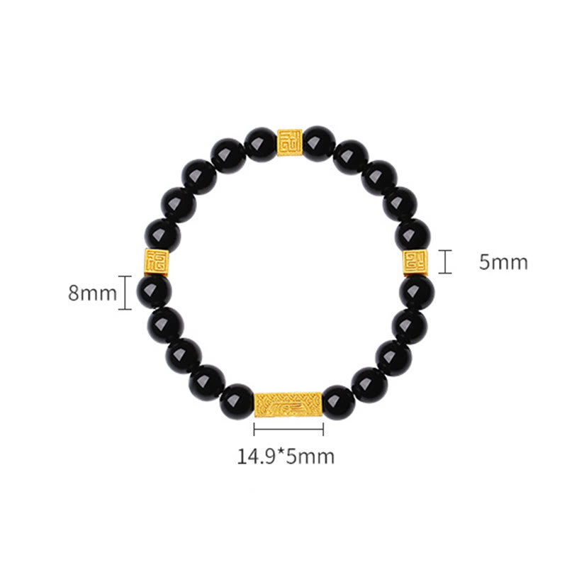 Bracelet de force en argent sterling 925 avec obsidienne noire et pierres de Buddha Stones Fu - image 11