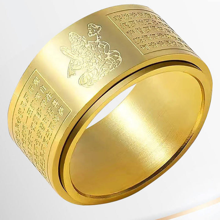 Bague rotative calme en acier titane sculpté avec Buddha Stones et zodiaque chinois