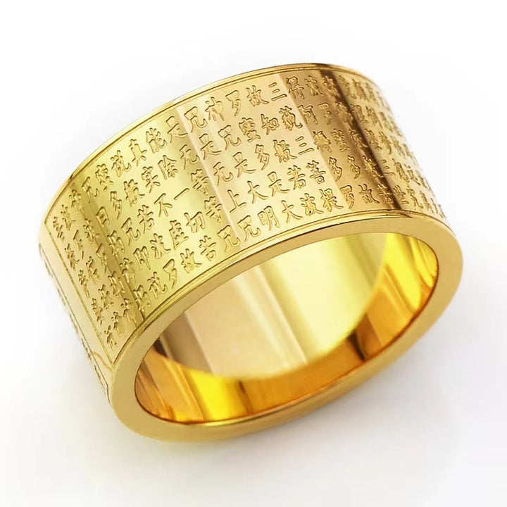 Bague rotative calme en acier titane sculpté avec Buddha Stones et zodiaque chinois