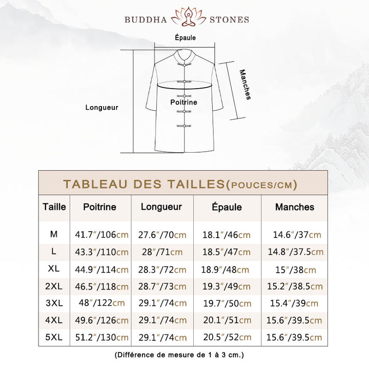 T-shirt à manches trois-quarts pour homme avec motif de dragon chinois et paysage de Buddha Stones