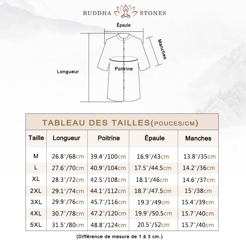 Chemise en coton à manches courtes pour homme de couleur unie Buddha Stones - image 6