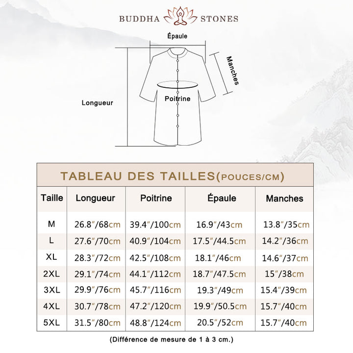 Chemise en coton à manches courtes pour homme de couleur unie Buddha Stones - image 6