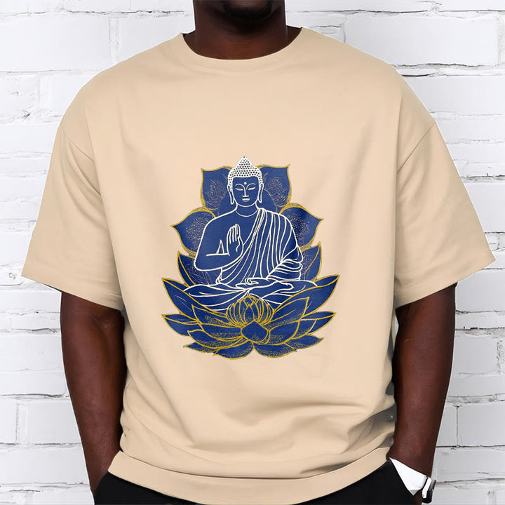 T-shirt en coton Bouddha assis sur le lotus avec Buddha Stones - image 8