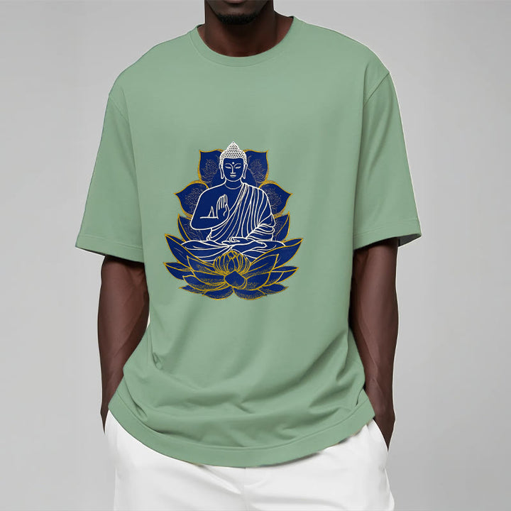 T-shirt en coton Bouddha assis sur le lotus avec Buddha Stones - image 18