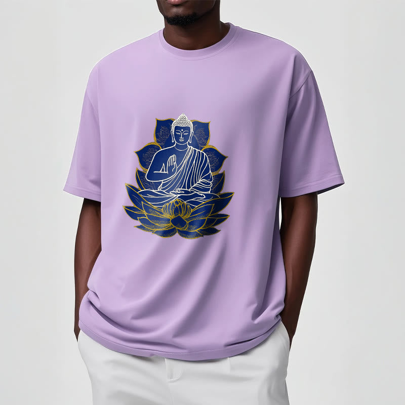 T-shirt en coton Bouddha assis sur le lotus avec Buddha Stones - image 10