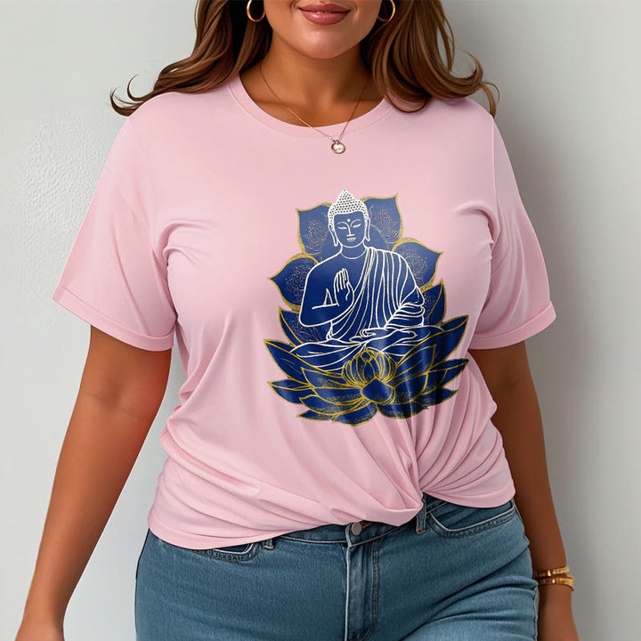 T-shirt en coton Bouddha assis sur le lotus avec Buddha Stones - image 20