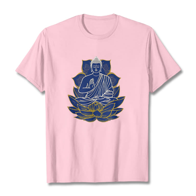 T-shirt en coton Bouddha assis sur le lotus avec Buddha Stones - Rose clair - 2XL - image 19