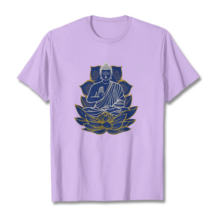 T-shirt en coton Bouddha assis sur le lotus avec Buddha Stones - Prune - 2XL - image 9