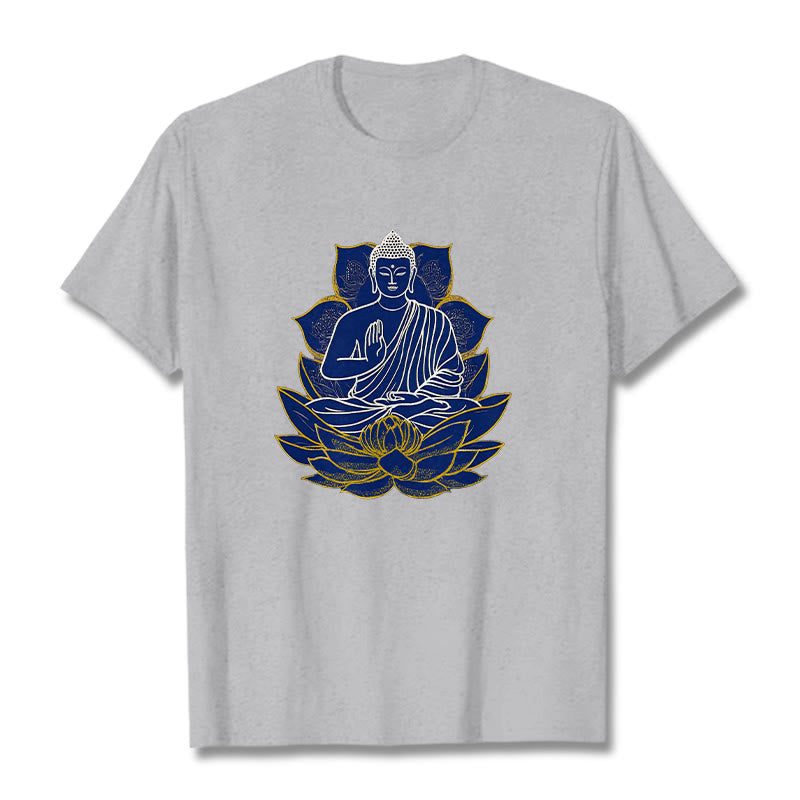 T-shirt en coton Bouddha assis sur le lotus avec Buddha Stones - Gris clair - 2XL - image 15