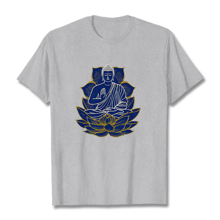 T-shirt en coton Bouddha assis sur le lotus avec Buddha Stones - Gris clair - 2XL - image 15
