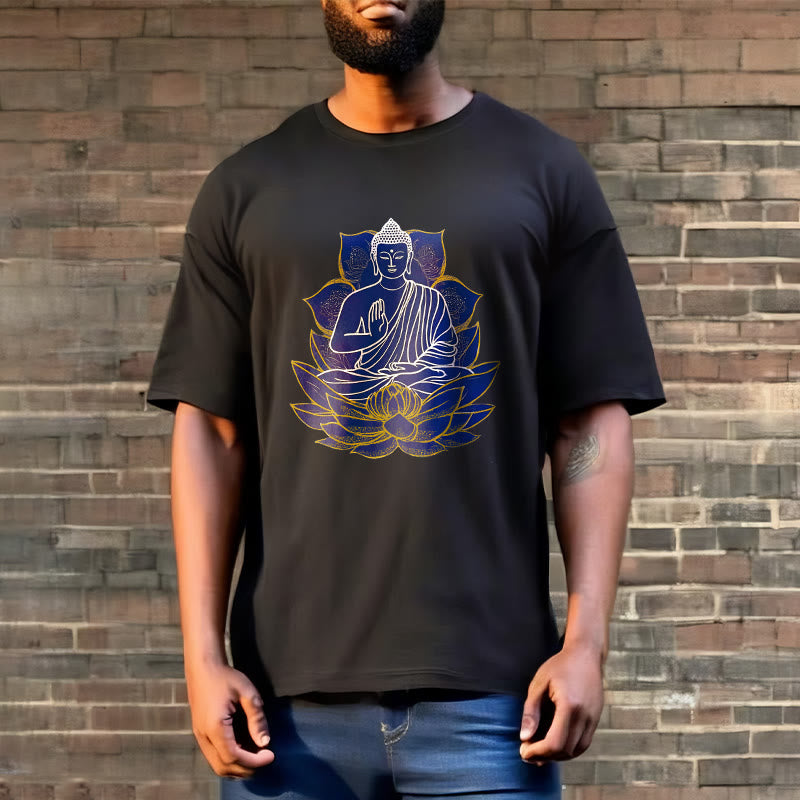 T-shirt en coton Bouddha assis sur le lotus avec Buddha Stones - image 13