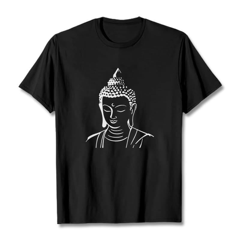 T-shirt en coton à motif tête de Bouddha et Buddha Stones - Noir - 2XL - image 10