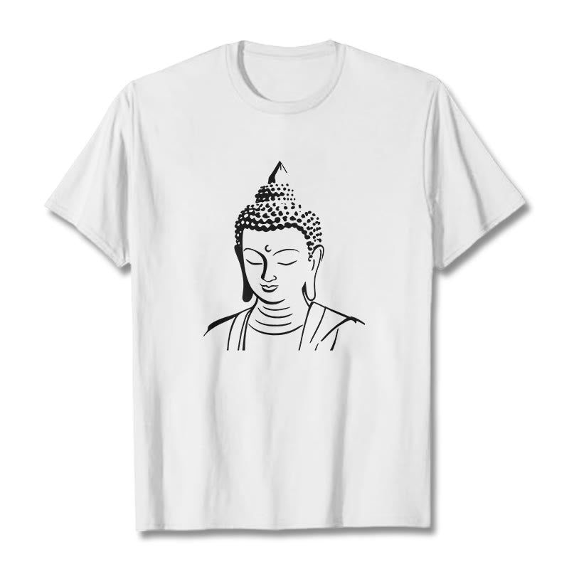 T-shirt en coton à motif tête de Bouddha et Buddha Stones - Blanc - 2XL - image 3