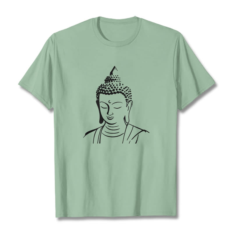 T-shirt en coton à motif tête de Bouddha et Buddha Stones - Vert pâle - 2XL - image 16