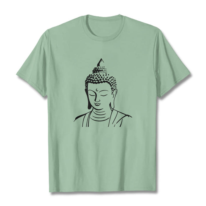 T-shirt en coton à motif tête de Bouddha et Buddha Stones - Vert pâle - 2XL - image 16