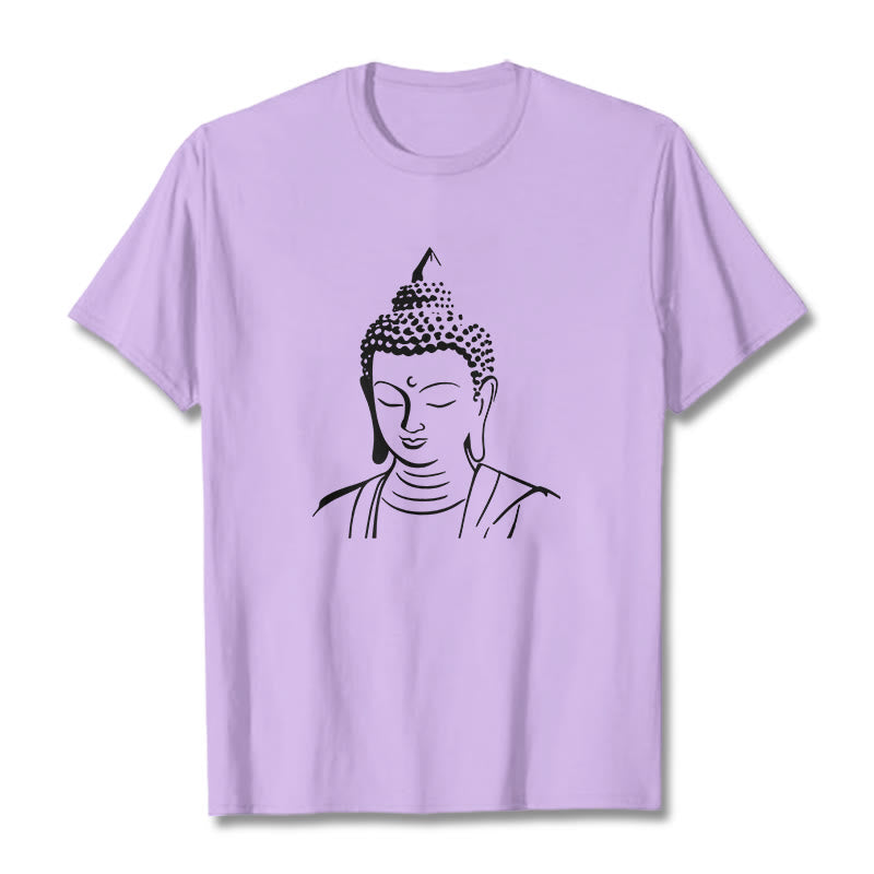 T-shirt en coton à motif tête de Bouddha et Buddha Stones - Prune - 2XL - image 8