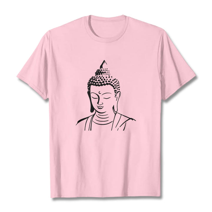 T-shirt en coton à motif tête de Bouddha et Buddha Stones - Rose clair - 2XL - image 18