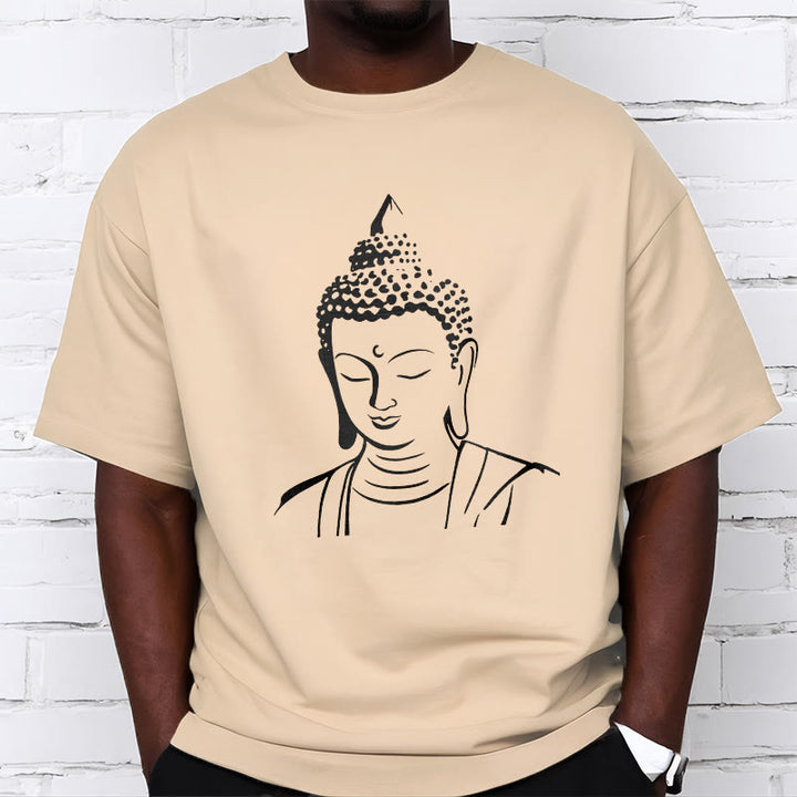 T-shirt en coton à motif tête de Bouddha et Buddha Stones