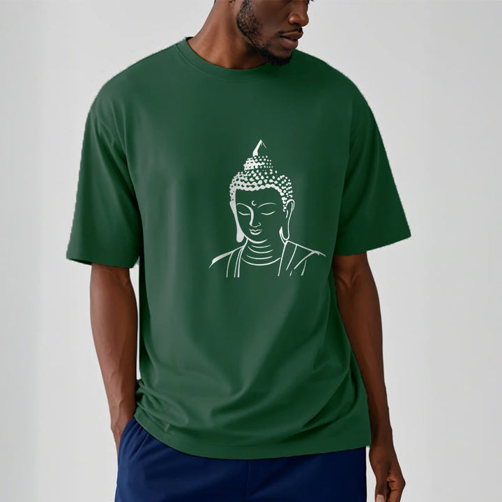 T-shirt en coton à motif tête de Bouddha et Buddha Stones