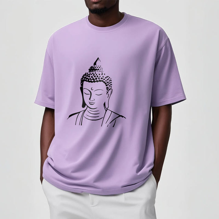 T-shirt en coton à motif tête de Bouddha et Buddha Stones