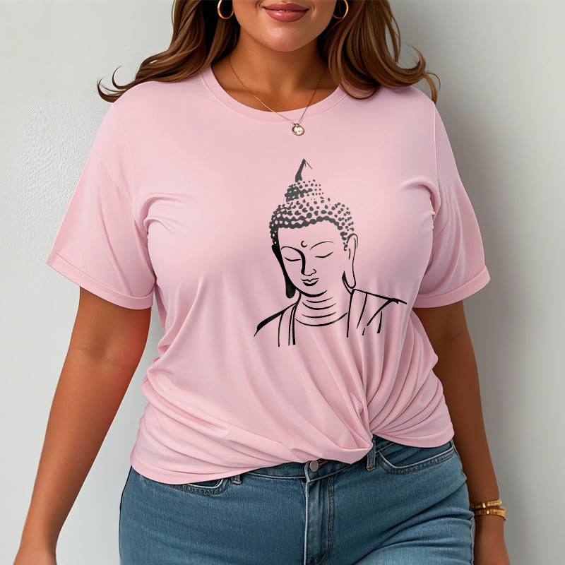 T-shirt en coton à motif tête de Bouddha et Buddha Stones