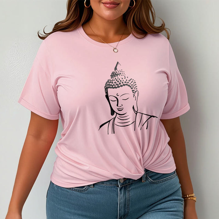 T-shirt en coton à motif tête de Bouddha et Buddha Stones