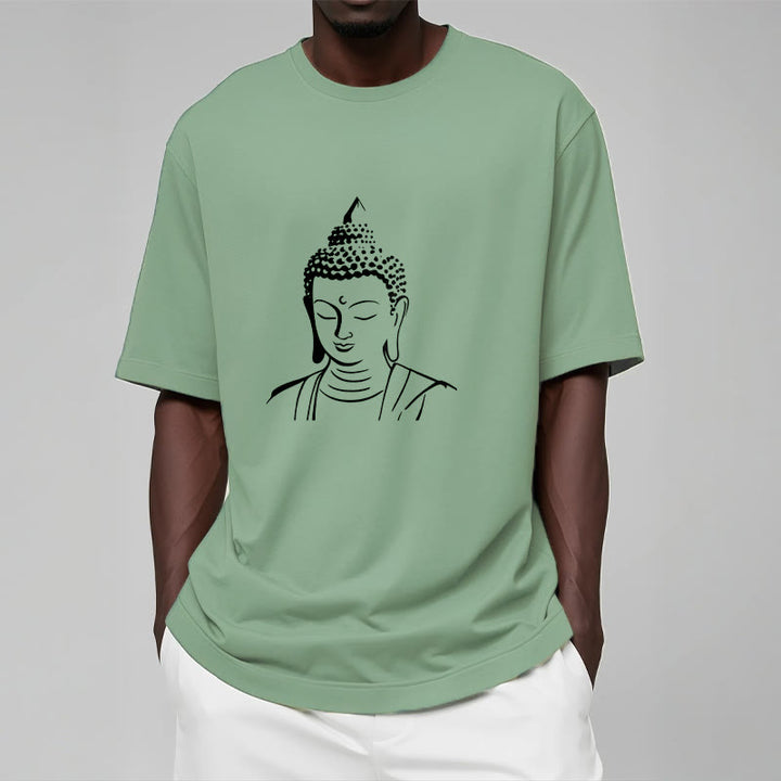 T-shirt en coton à motif tête de Bouddha et Buddha Stones
