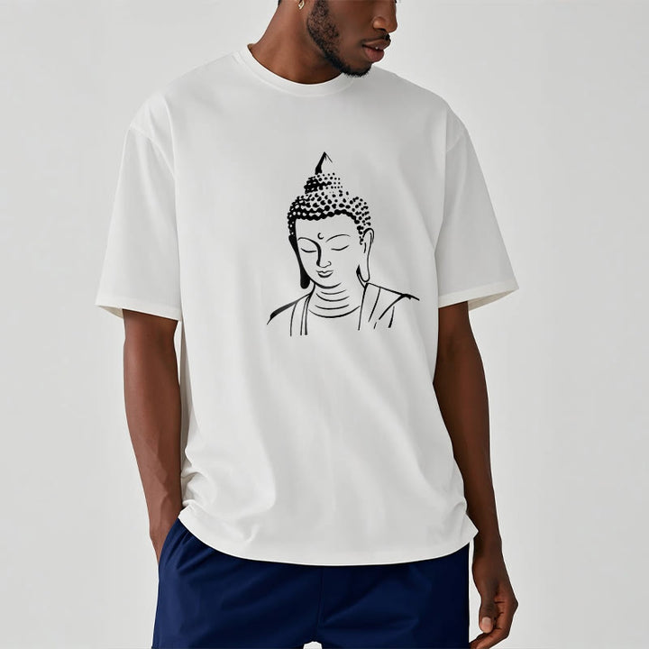 T-shirt en coton à motif tête de Bouddha et Buddha Stones