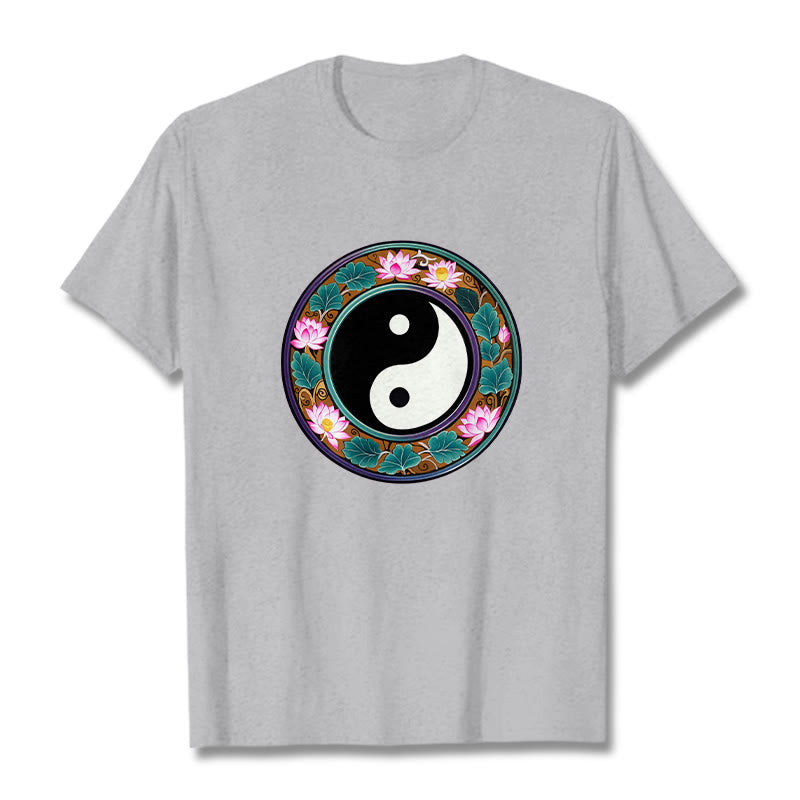 T-shirt en coton Buddha Stones de lotus, Yin et Yang - Gris clair - 2XL - image 13