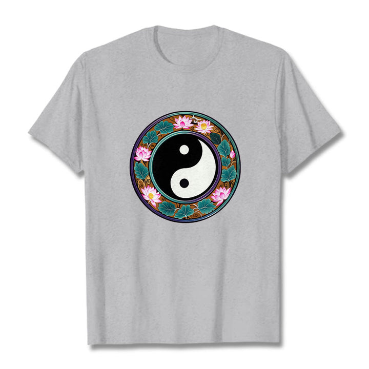 T-shirt en coton Buddha Stones de lotus, Yin et Yang - Gris clair - 2XL - image 13