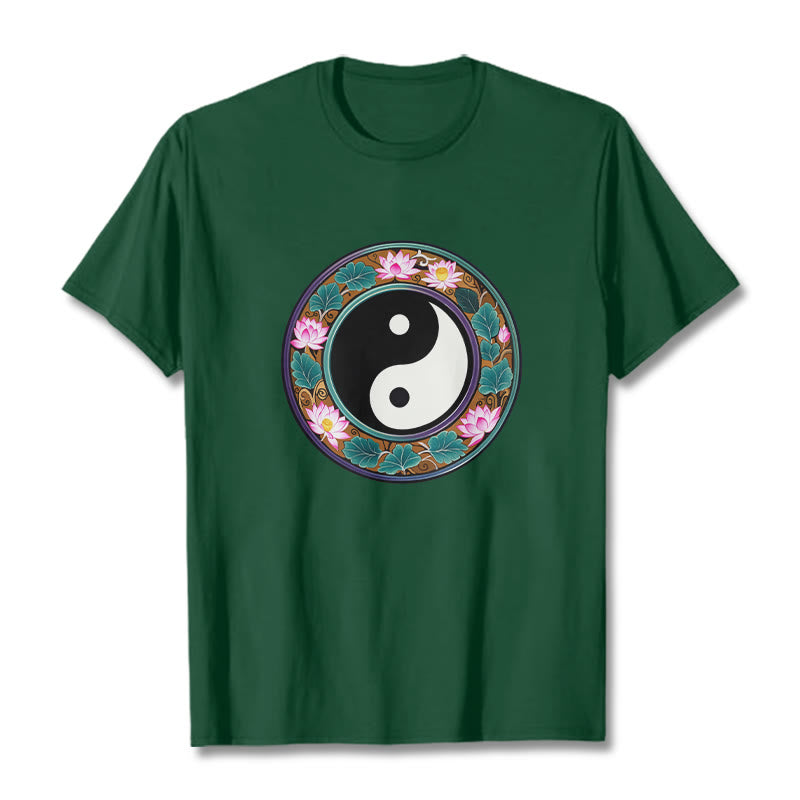 T-shirt en coton Buddha Stones de lotus, Yin et Yang - Forêt Verte - 2XL - image 8