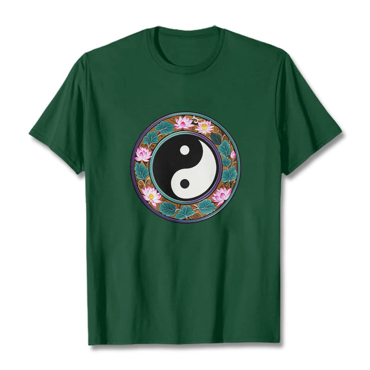 T-shirt en coton Buddha Stones de lotus, Yin et Yang - Forêt Verte - 2XL - image 8