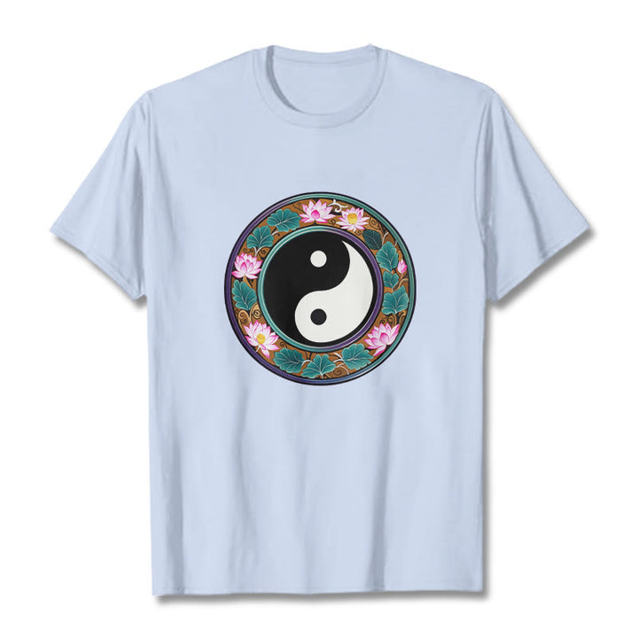 T-shirt en coton Buddha Stones de lotus, Yin et Yang - Cyan clair - 2XL - image 14
