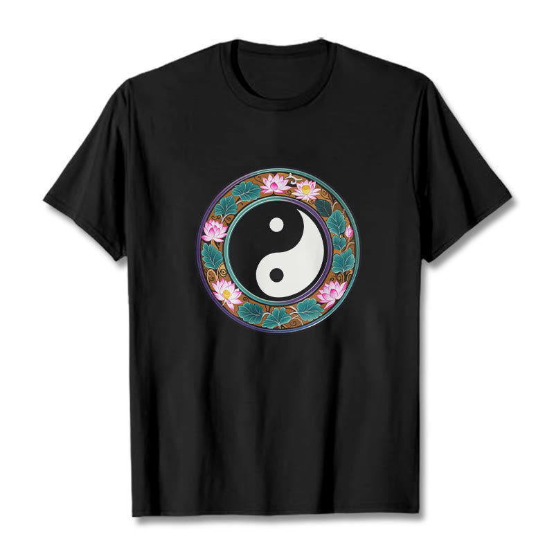T-shirt en coton Buddha Stones de lotus, Yin et Yang - Noir - 2XL - image 4