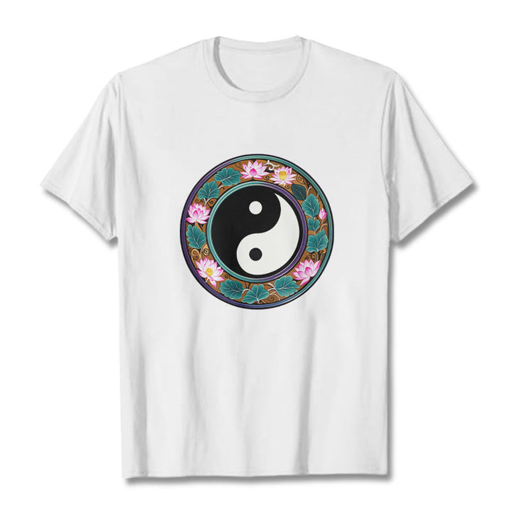 T-shirt en coton Buddha Stones de lotus, Yin et Yang - Blanc - 2XL - image 10