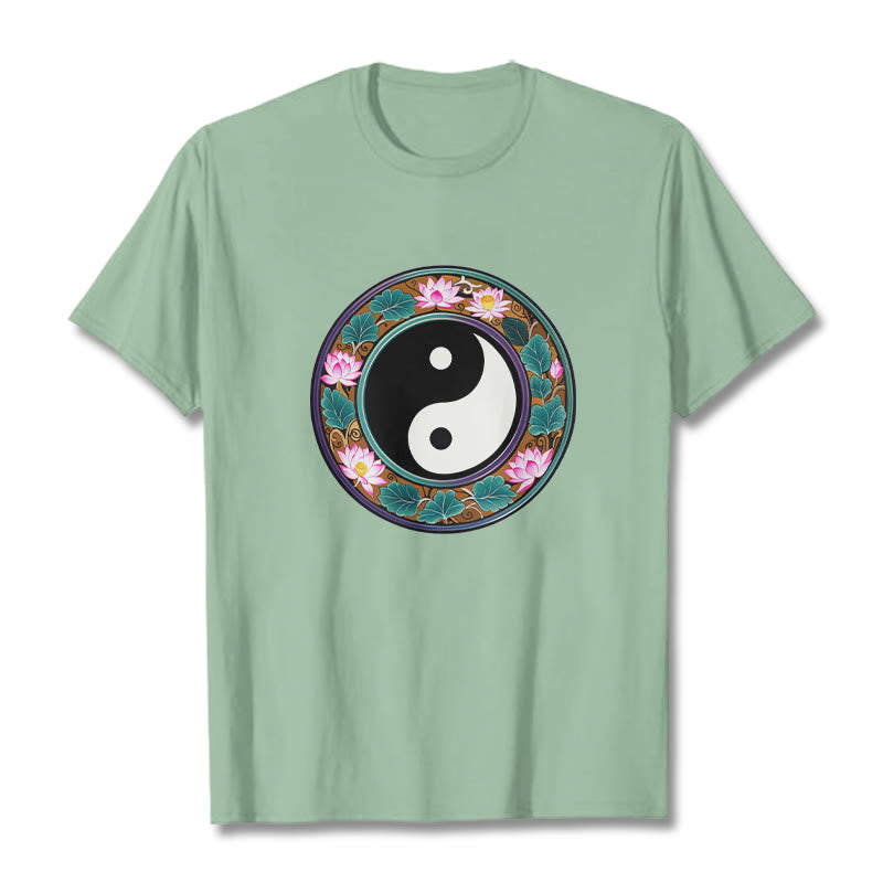 T-shirt en coton Buddha Stones de lotus, Yin et Yang - Vert pâle - 2XL - image 1