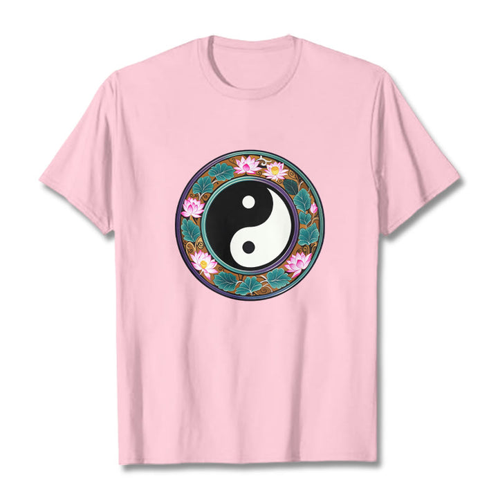T-shirt en coton Buddha Stones de lotus, Yin et Yang - Rose clair - 2XL - image 17