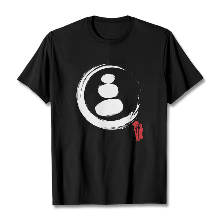 T-shirt en coton avec cercles zen et Buddha Stones - Noir - 2XL - image 1