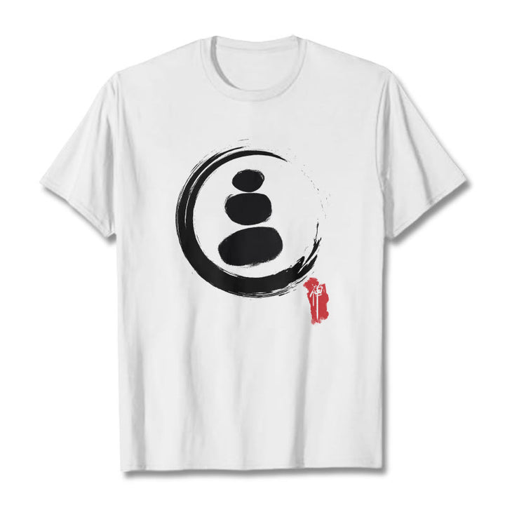 T-shirt en coton avec cercles zen et Buddha Stones - Blanc - 2XL - image 9