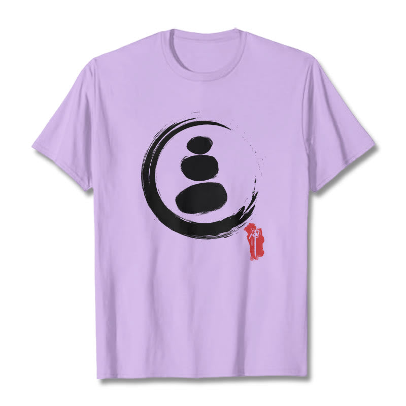 T-shirt en coton avec cercles zen et Buddha Stones - Prune - 2XL - image 15