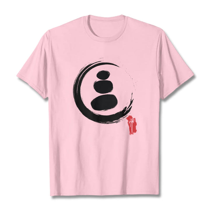 T-shirt en coton avec cercles zen et Buddha Stones - Rose clair - 2XL - image 13