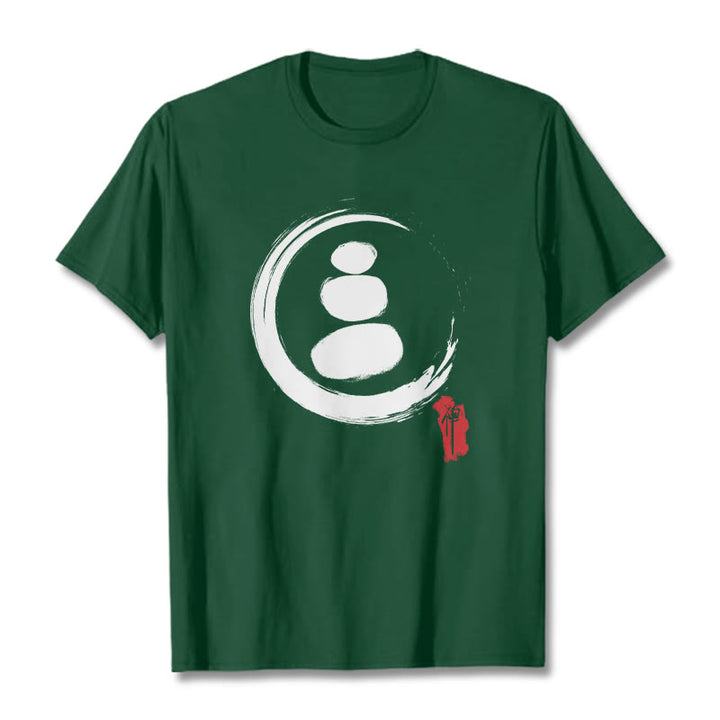 T-shirt en coton avec cercles zen et Buddha Stones - Vert forêt - 2XL - image 8